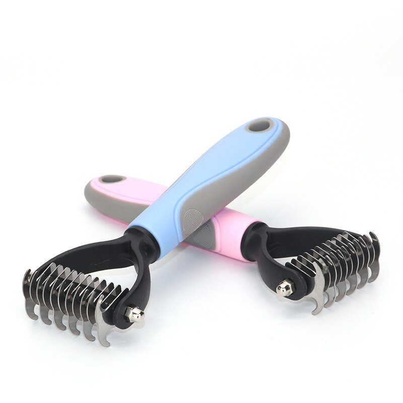 Pet Hair Removal Comb Dog Cat Detangler Fur Trimming Dematting Deshedding Brush Grooming Tool for Matted Long Hair Pet Grooming