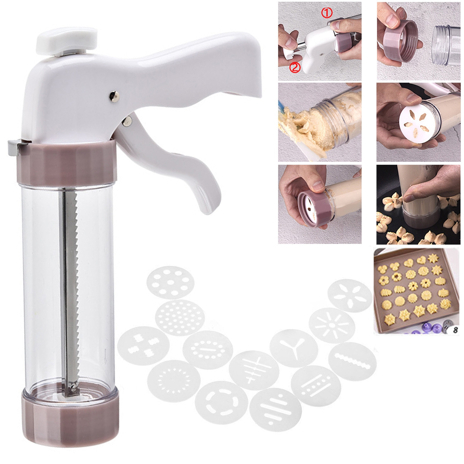 19Pcs Cookies Maker Shaper Cake Cutter Decorating Set Cookie Druk Pomp Machine Kerst Cookie Cutters Taart Tools Bakken