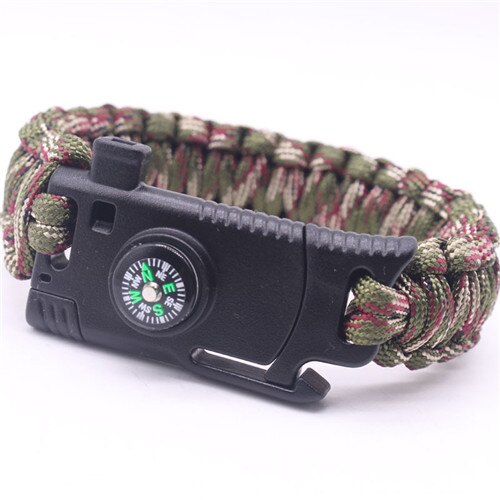 Men Braided Multi-function Outdoor Paracord Survival Bracelet Knife Compass Camping Rescue Emergency Rope Bracelets For Women: M