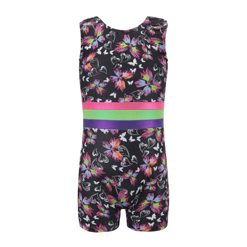 dance clothes body suit dance practice clothes ballet gymnastics suit Girls sleeveless color pattern rompers: A / L