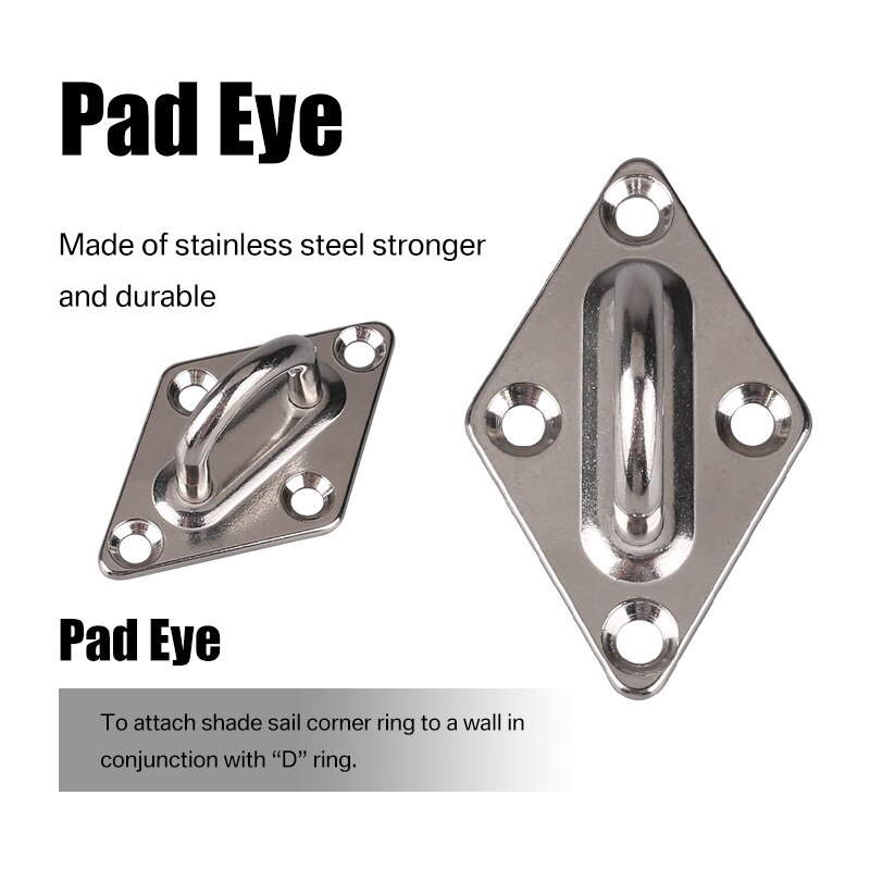 Stainless Steel Sail Fixing Kit Patio Garden Awning Canopy Hardware Kit Carabiner Clip Hook Screws