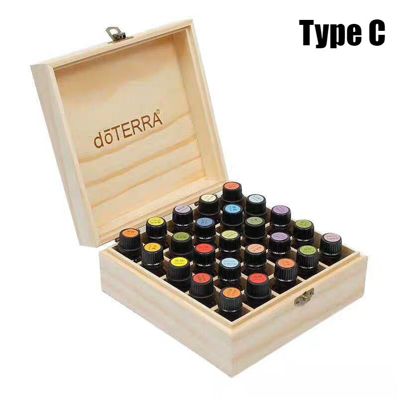 DoTERRA-caja de madera del almacenaje de aceite esencial, 25 compartimentos de almacenamiento, 15ML, 24 + 1 compartimiento, caja con pantalla de aceite esencial