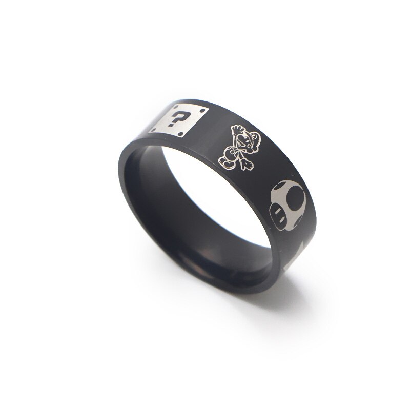Zf824 cartoon stijl ringen roestvrij staal ring voor vrouwen mannen feest verloving zwart zilver kleur ringen sieraden