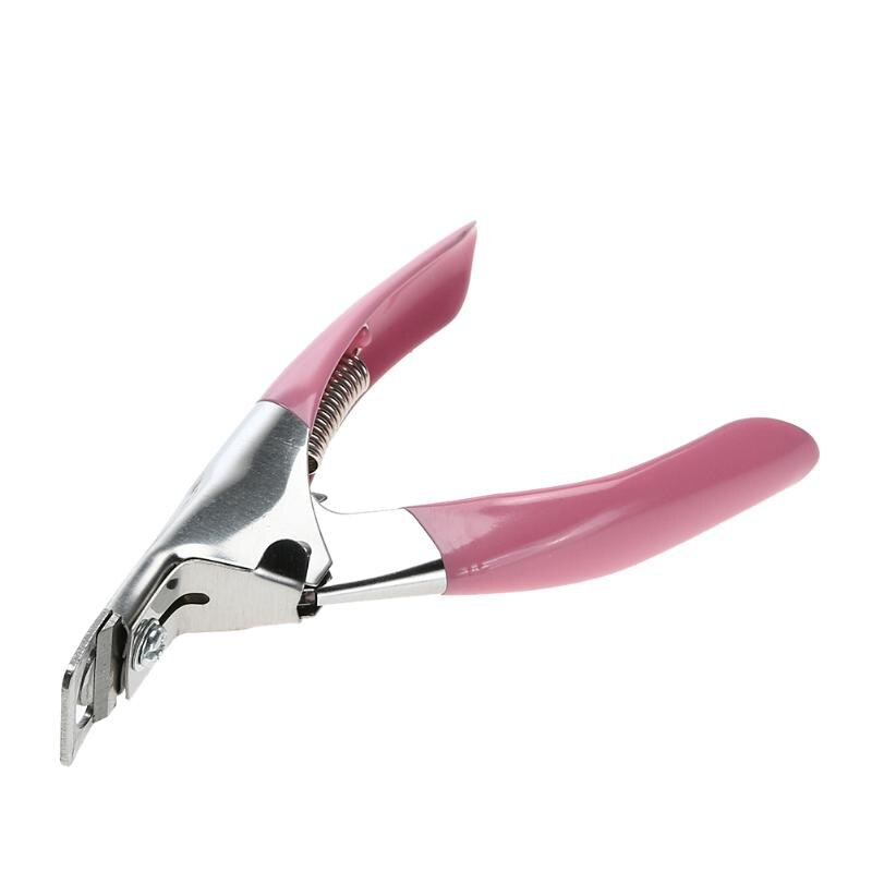 1PC Pink U Shape Nail Cutter Stainless Steel Manicure Nail Clipper False Nails Cutting Tool Trimmer Cutter