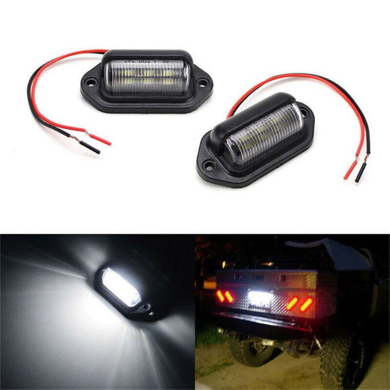 1 paar Auto 12V LED Kentekenplaat Licht Stap Lamp Waterdicht IP65 6-LED Boot Truck Trailer Wit kentekenverlichting Accessoires