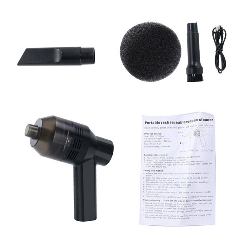 Pet Handheld USB Charging Powerful Vacuum Cleaner Rechargeable Pet Hair Vacuum Cleaner Portable Home Pet Hair Vacuum Cleaner: Default Title