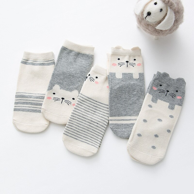 Happyflute 5 Paren/partij Unisex Mooie Leuke Cartoon Kids Baby Sokken Meisje Jongen Baby Peuter Sokken Baby Zachte Katoenen Sokken 0-12 Y: F / 6m