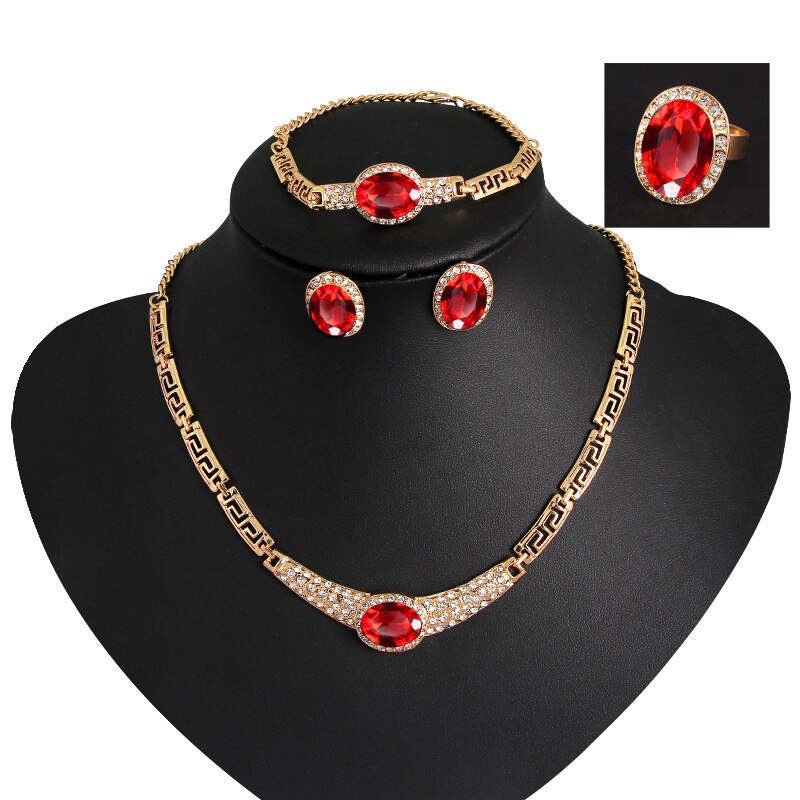 Jiayijiaduo braut schmuck setzt für frauen kristall damen Afrikanischen perlen partei halskette Gold-farbe ohrringe hochzeit kleid: Hellgelb Gold Farbe