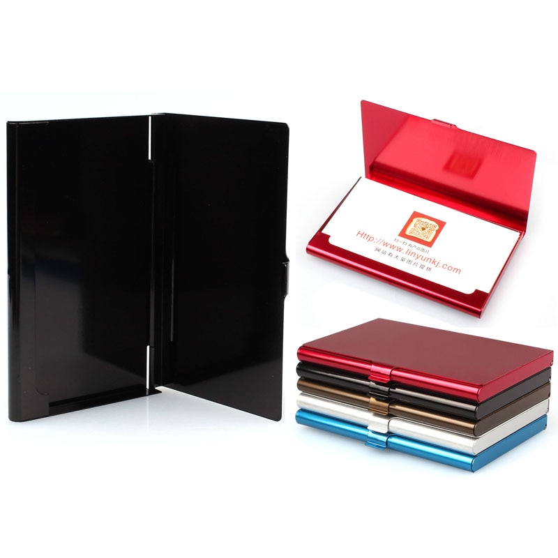 Kaarthouder Rvs Zilver Aluminium Credit Card Case Vrouwen Portefeuilles Mannen Id-kaart Doos Porta Tarjetas