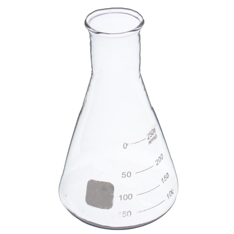 250ml Transparent Lab Conical Flask Glass Scientific Glass Erlenmeyer Flask Safe Glassware Laboratory School Research Supply