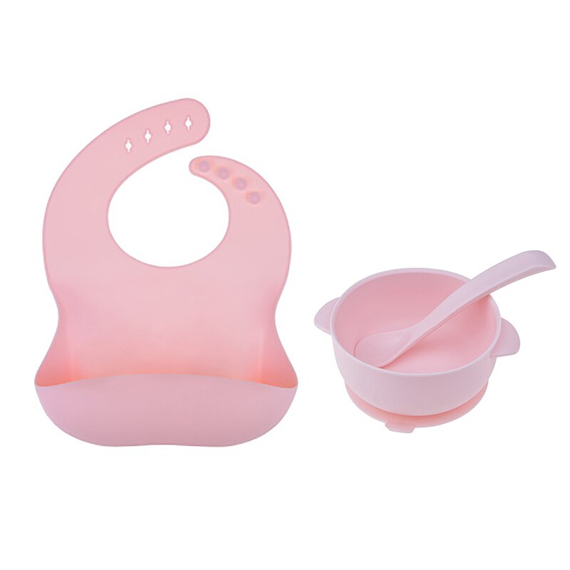 Conjunto de alimentação de silicone crianças utensílios de mesa tigela de sucção de silicone de grau alimentício com colher prato de bebê bpa livre babadores de silicone