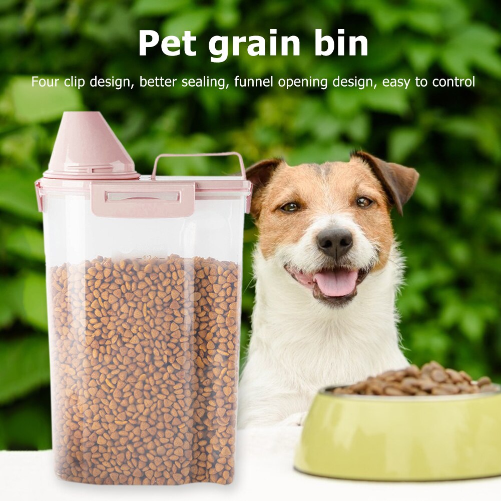 Plastic Pet Feeder Voedsel Container Hond Kat Grote Capaciteit Anti Oxidatie Verzegelde Verse Doos Snack Opslagtank Met Maatbeker