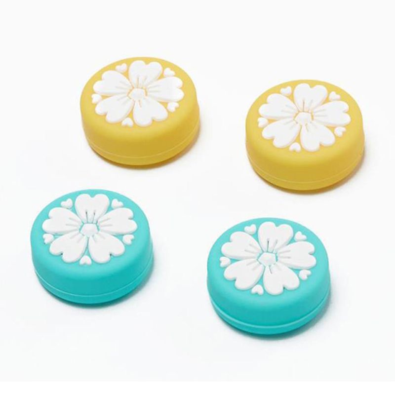 Cubierta de Joystick de 4 Uds de flores de cerezo para pulgar tapas de silicona para interruptor de tendo accesorios de cubierta protectora de mango ligero