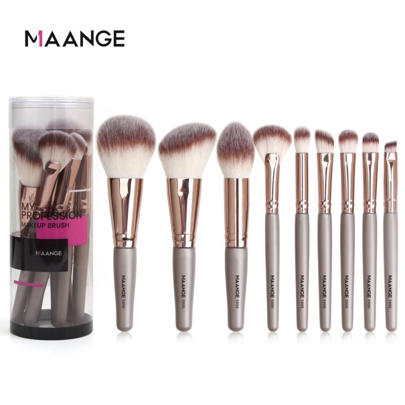 MAANGE 9 juego de brochas de maquillaje de barril redondo herramienta de belleza pincel herramienta de maquillaje Set brocha de maquillaje de ojos cepillos cosméticos TXTB1: 03
