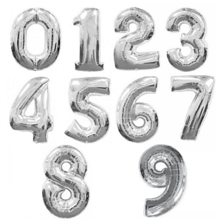 Ballons numéros 0-9 en aluminium 32 pouces | Or et argent, pour fête d'anniversaire, fournitures décoratives