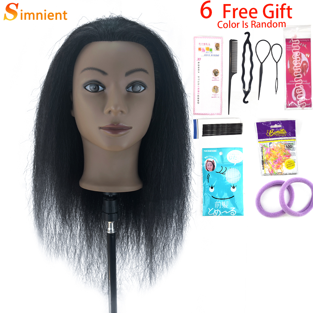 Cabezas de Maniquí Afro para trenzar muñecas de pelo Maniquí, modelo de peluquería de entrenamiento humano Real, Kit de peluquería Natural para mujeres, pelucas: Verde claro