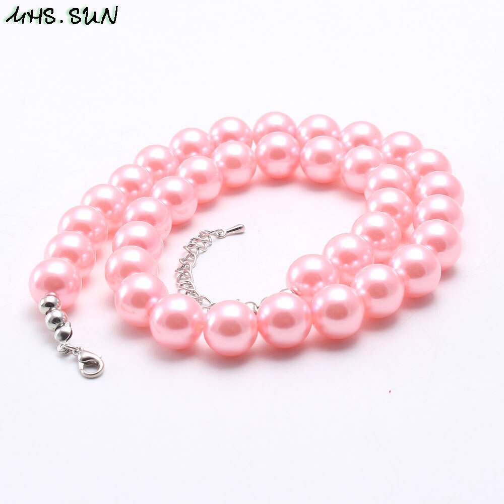 MHS.SUN Girl Kid Beaded Necklace Colorful Pearl Bubblegum Necklace For Baby Children Handmade Jewelry 1Pc: 3