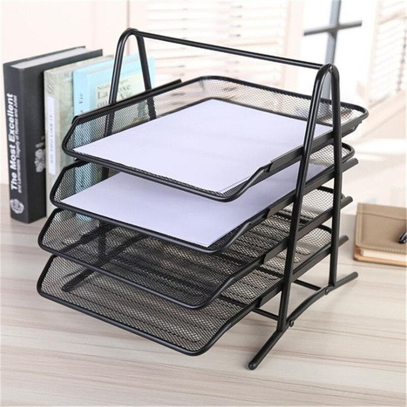 Office A4 Paper Organizer Document File Letter Book Pen Brochure Filling Tray Rack Shelf Carrier Metal Wire Mesh Storage Holder