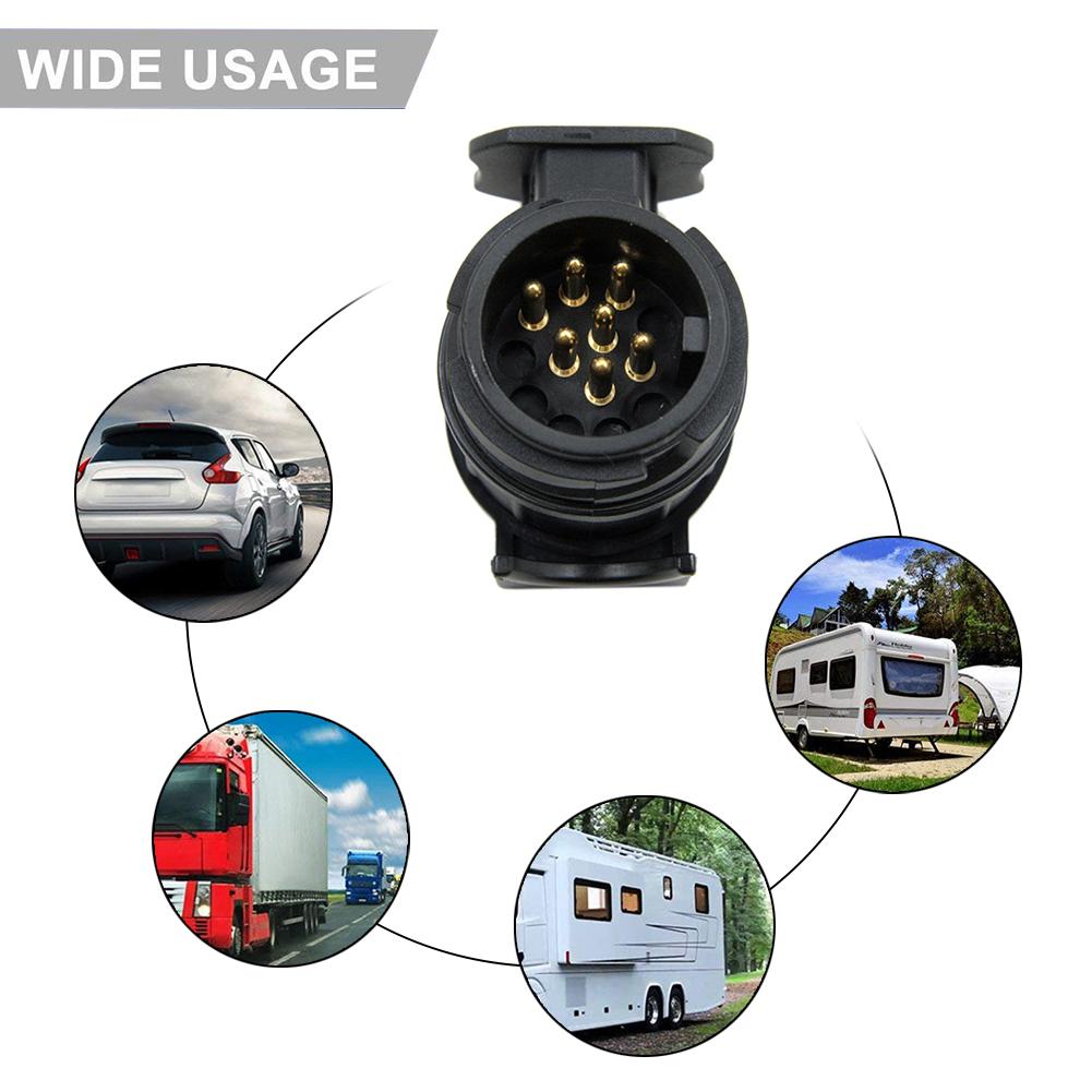 13 To 7 Pin Adapter 12V Converter Black Plastic Copper Car Phone Tow Bar Plug Adaptor Socket For Kind Of Car Trailer Truck