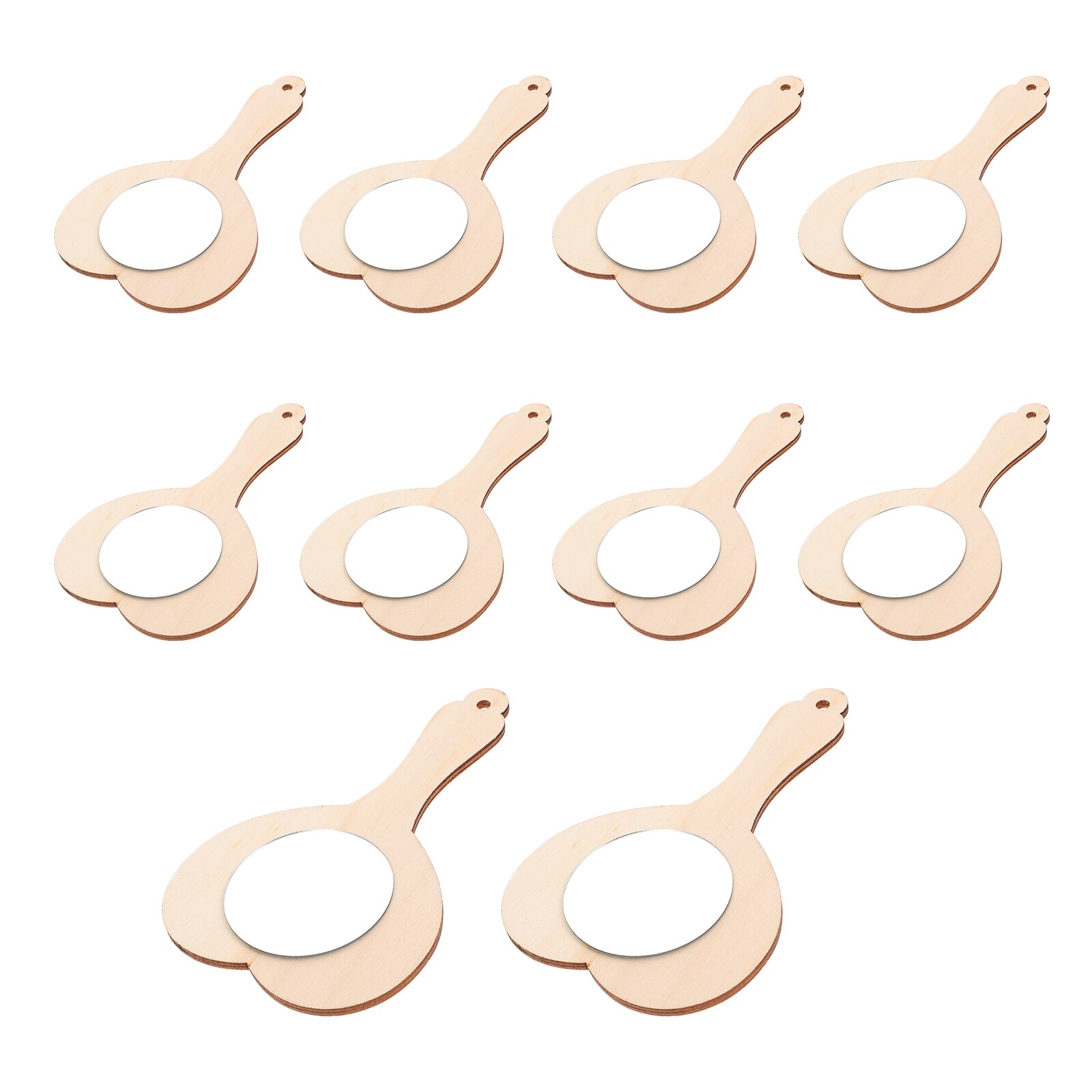 10pcs DIY Mirror Blank Unfinished Handheld Mirror DIY Wooden Mirror Kids DIY Painting
