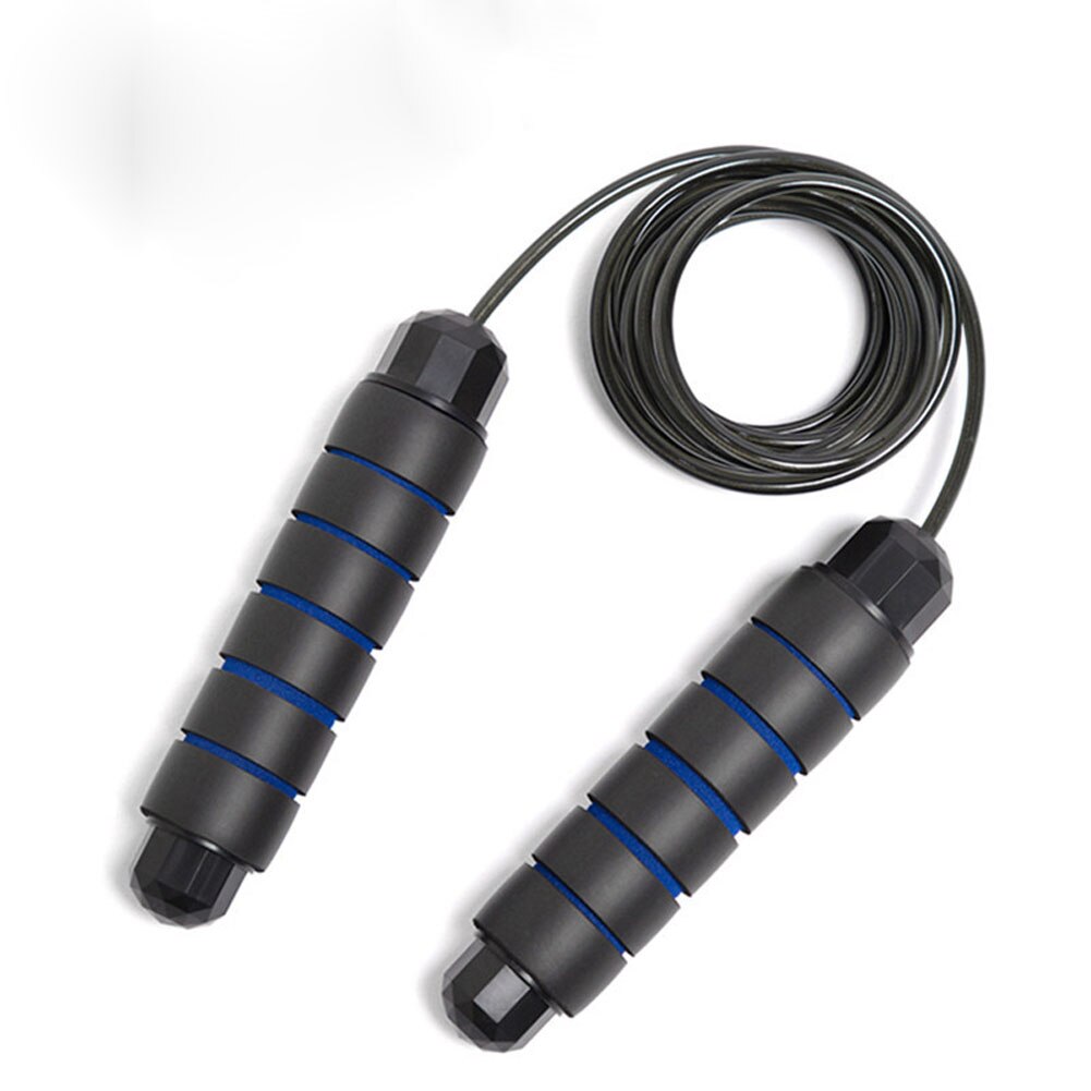 Hoppe sjippetove fitness kabel stål justerbar hurtig hastighed abs håndtag hoppereb træning boksning sportsøvelser gym: Blå