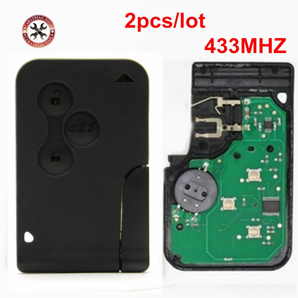 2 pcs 3 Knoppen 433 MHZ Smart Key Card voor Re-nault GLOEDNIEUWE Afstandsbediening Sleutel Re -nault Me-gane Smart Card 3 Button
