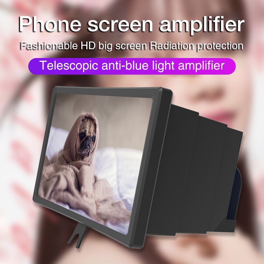 F10 3D 12 Cal telefon komórkowy lupa 5-8 razy ABS pcv obiektyw trwały teleskopowy wielofunkcyjny czarny telefon powiększenie ekranu