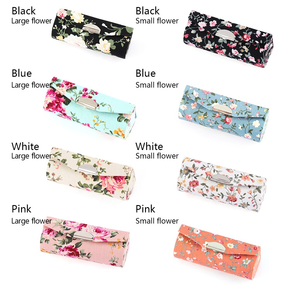 Frauen Lippenstift fallen retro Gestickte Blume Entwürfe Mit Spiegel Verpackung Lippe Glanz Kasten Schmuck Verpackung Lagerung Kasten