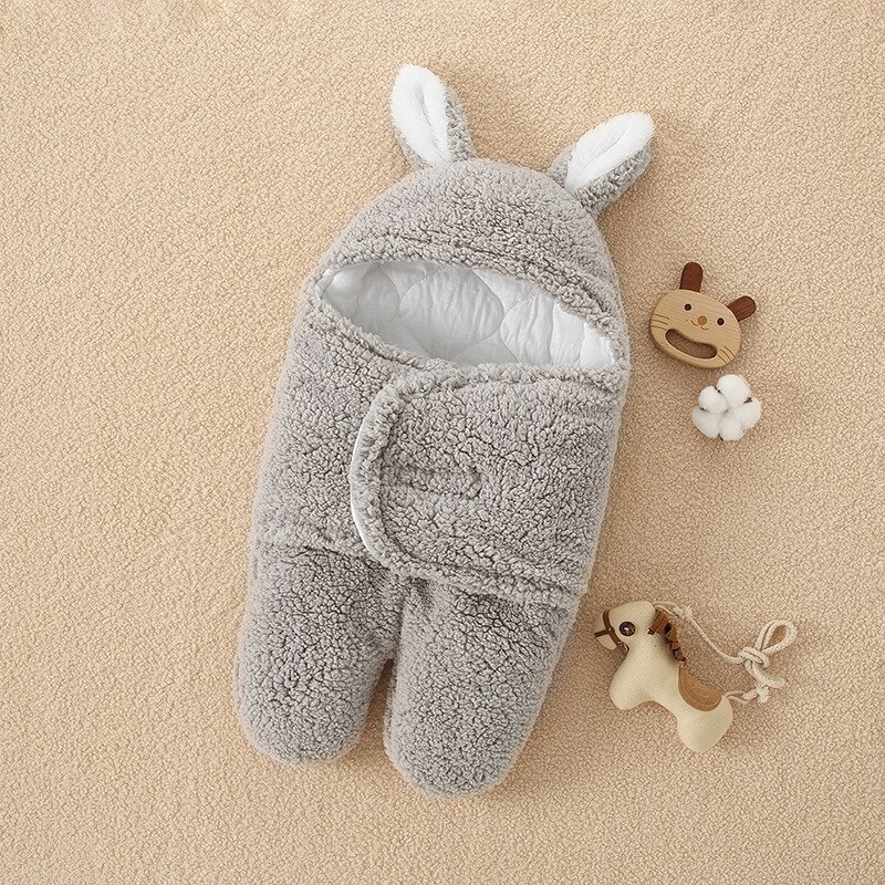 Baby Decke Babie Wrap Swaddle Schal Kaninchen Ohren Decke Anzug Warme Neugeborene Kleidung Baumwolle Schlafsack Bio Swadding Schal: Gray / 3-6M