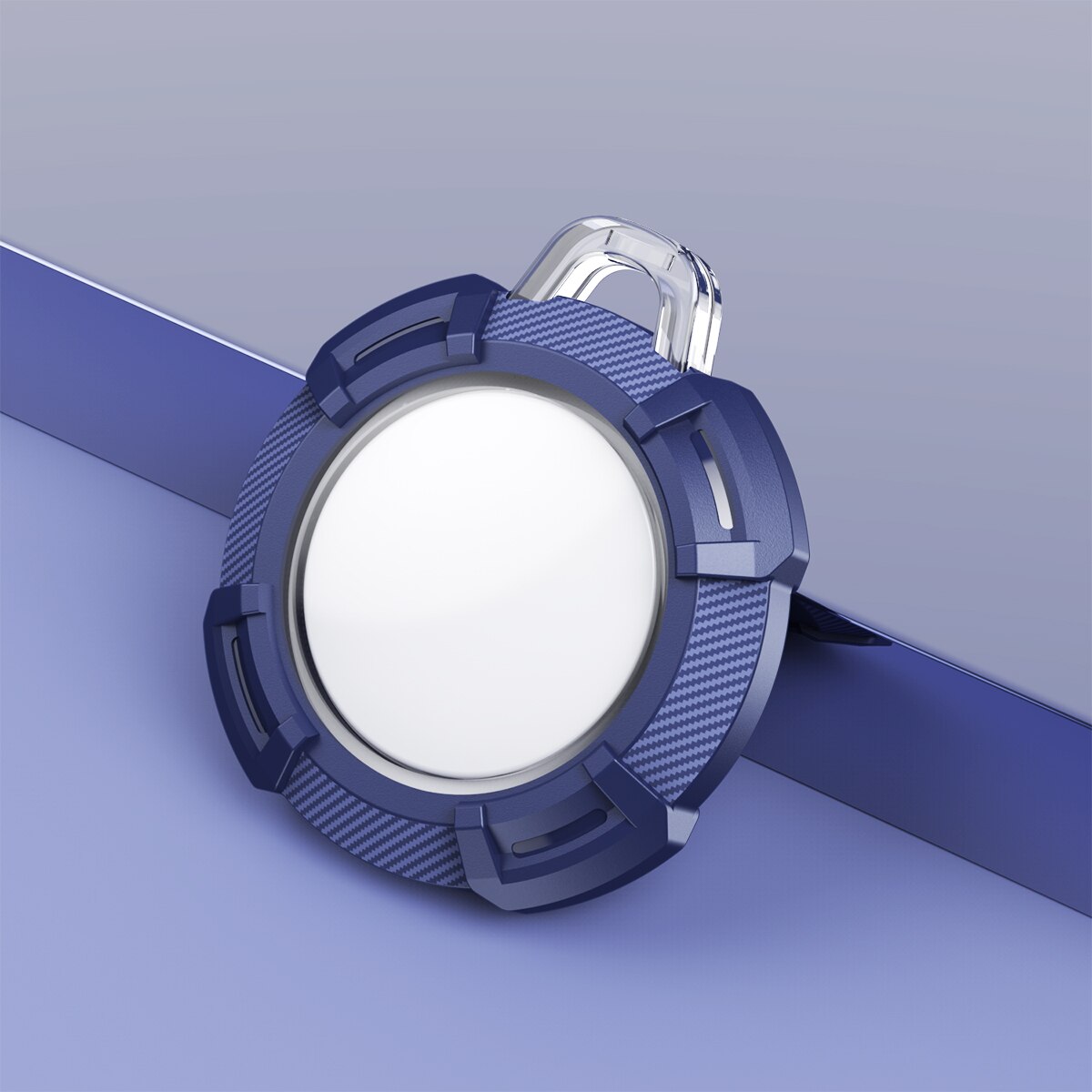 360 ° copertura protettiva di protezione completa per Apple AirTag custodia paraurti antiurto in Silicone in fibra di carbonio per AirTag fibbia anti-perso: Blu