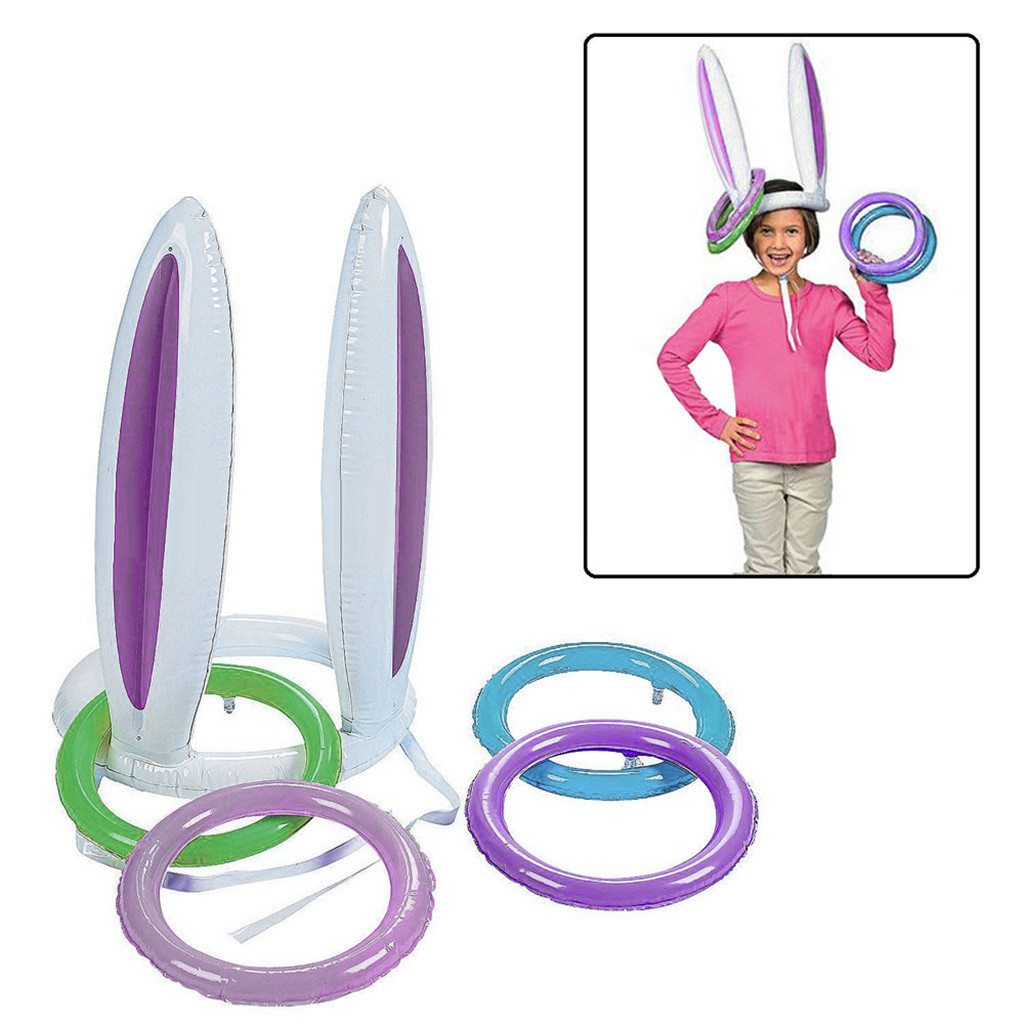 best selling products 2 Set Inflatable Easter Bunny Rabbit Ears Hat & Ring Toss Easter Kids Game Toy support