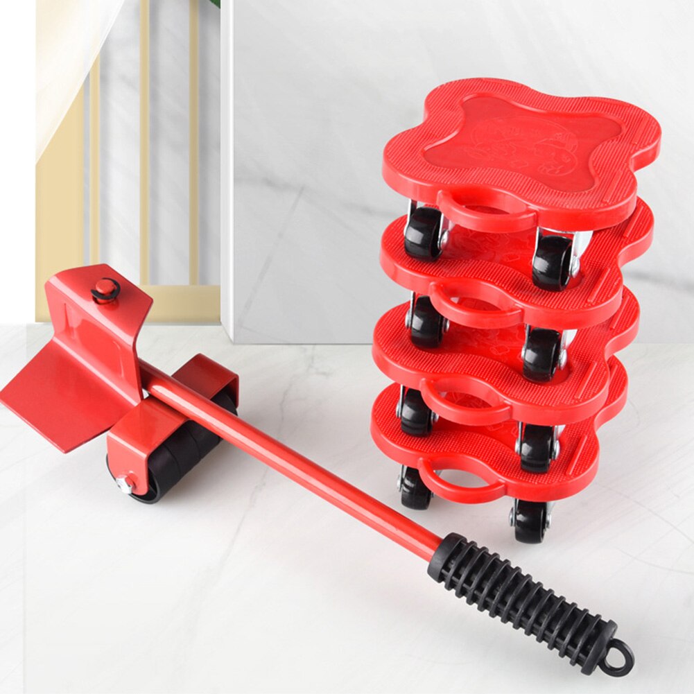 5pcs Furniture Transport Roller Set Removal Lifting Moving Tool Heavy Object Mover Household Furniture Mobile Slides Trolley