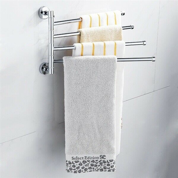 Bathroom Stainless Steel Swivel 2/3/4 Swing Arm Towel Holder Bar Rails Rack Wall Wall-mounted Movable Towel Rod Bathroom Storage