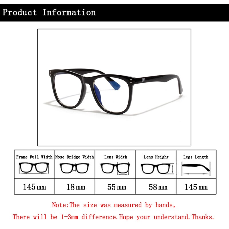 Gafas protectoras de luz azul para hombre y mujer, montura grande Retro transparente, de remaches, montura de gafas de lectura para miopía N5