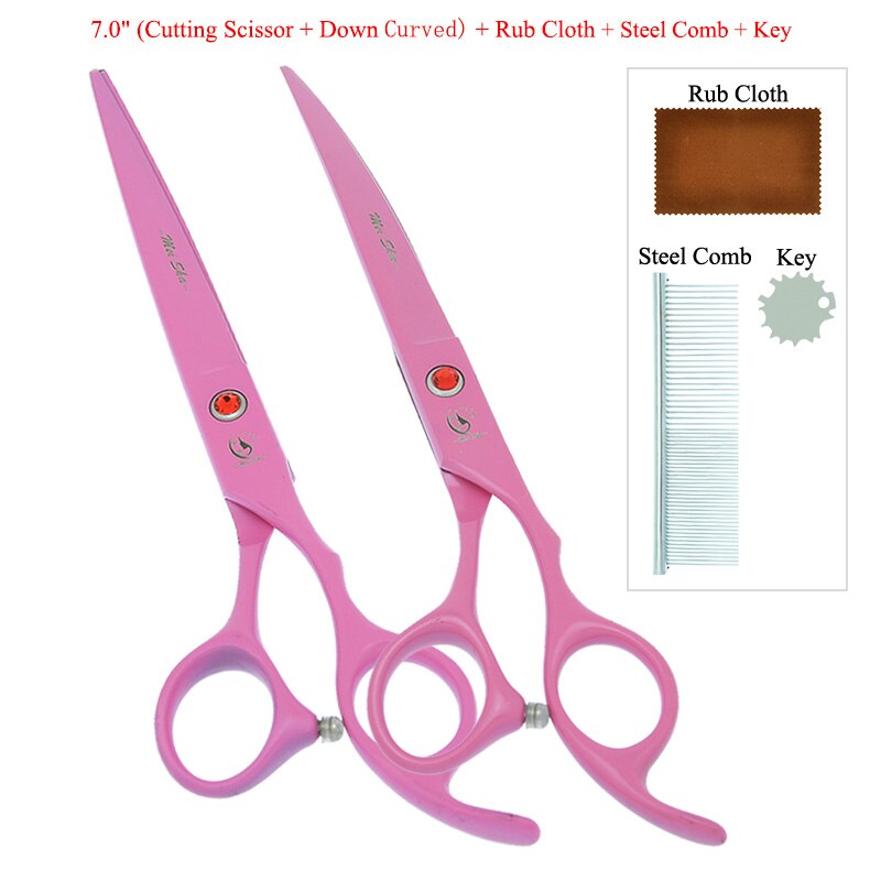 7" Pet Scissors for Dog Grooming Straight Curved Shears Animal 40% Cut Off Thinning Trimmers Dog Accessories B0036A: B0036A-11-70