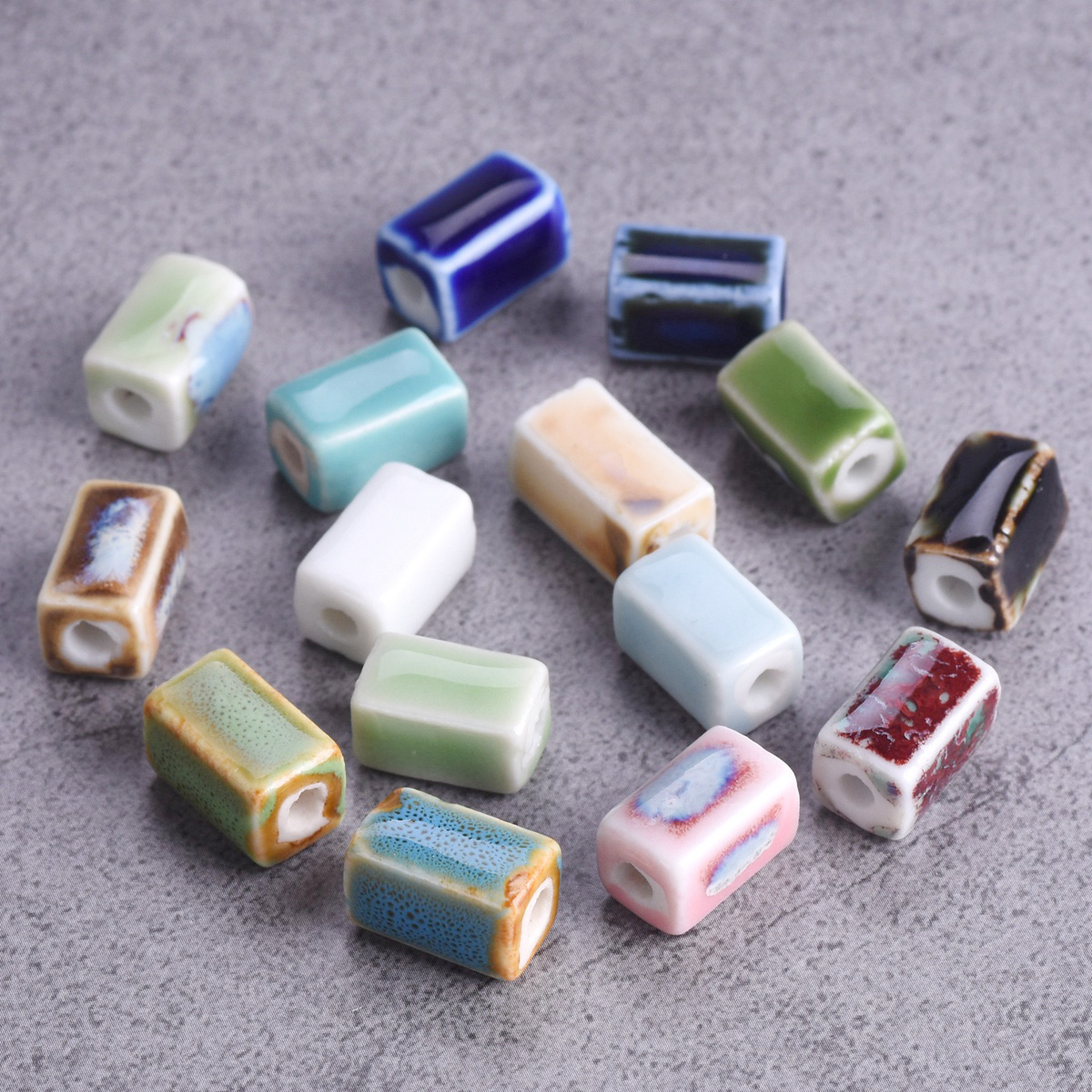 10 pièces Rectangle forme cuboïde 12x8mm fait à la main émaillé émail céramique porcelaine perles en vrac pour la fabrication de bijoux résultats de bricolage