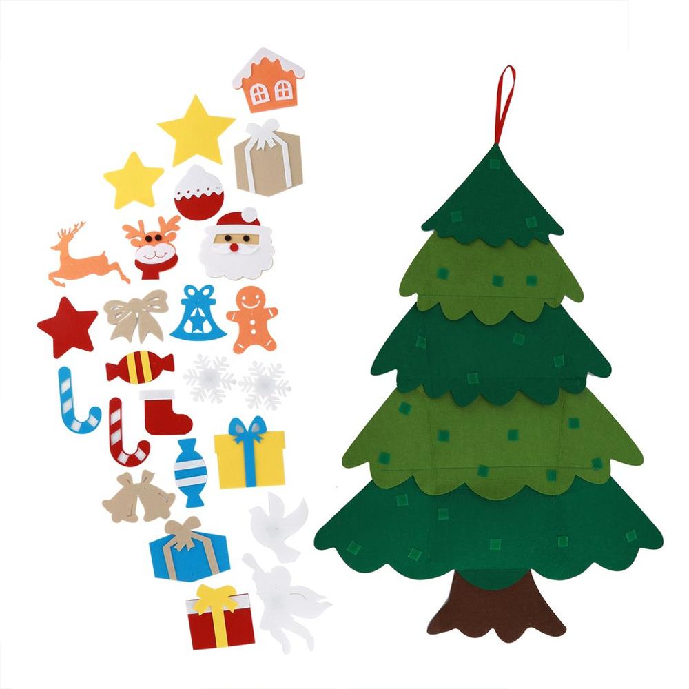 Voelde Kerstboom Voor Kids Diy Kerstboom Met Ornamenten Kinderen Handgemaakte Puzzel Opknoping Kerstboom
