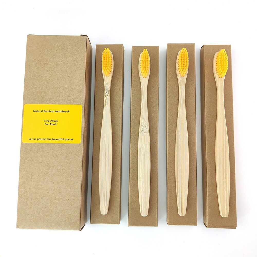 4Pcs Toothbrush Soft Bristle Wooden Tooth Brush Natural Bamboo Handle Dental Oral Care Eco Friendly Travel Tooth Brush: 1198-J-1
