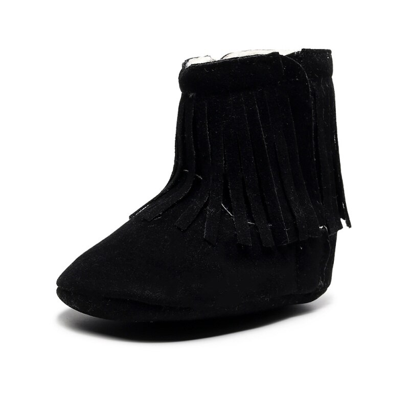 Baby Snow Boots Newborn Baby Girl Boy Kids Solid Fringe Shoes Infant Toddler Soft Soled Anti-slip Boots 0-24M: B / 18-24M