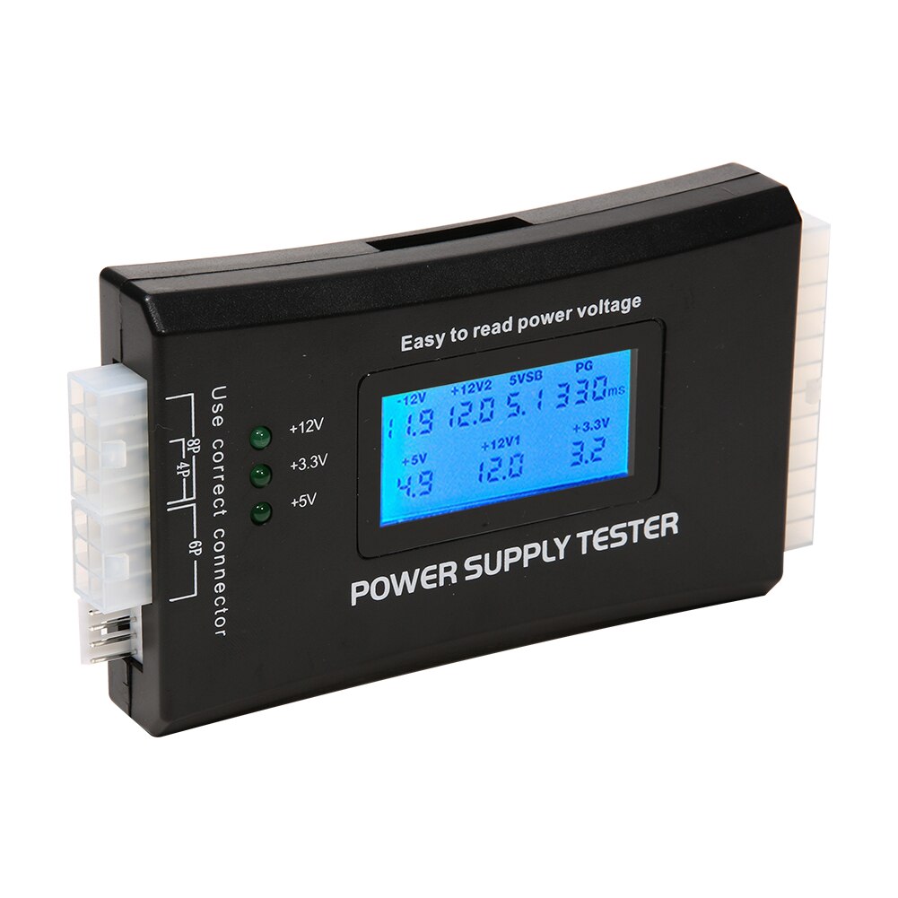 Digital LCD Power Supply Tester Computer PC 20/24 Pin Check Quick Power Supply Tester Support 4/8/24/ATX 20 Pin SATA Interface