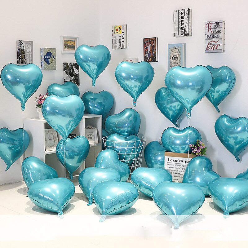 10 Stuks Van 18 Inch Aluminium Ballon Valentijnsdag Pak Kan Dag Verjaardag Decoratie Bruiloft Liefde Verjaardag Hart Decoratie pe: Deep Sapphire