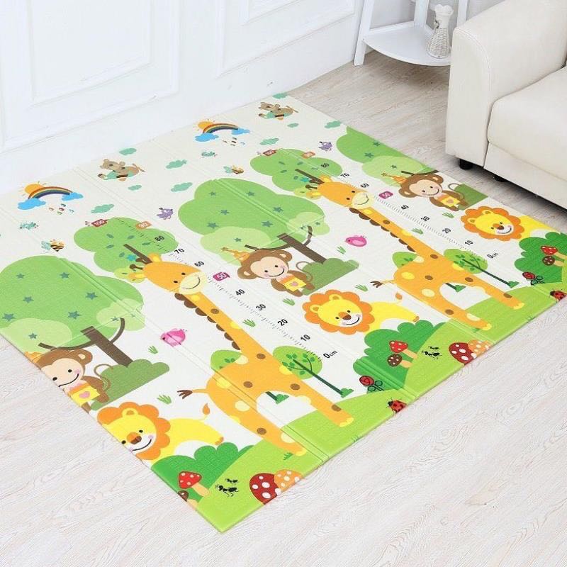 Alfombra de juego Reversible para bebé, estera de gateo de doble cara, plegable, impermeable, portátil, suave