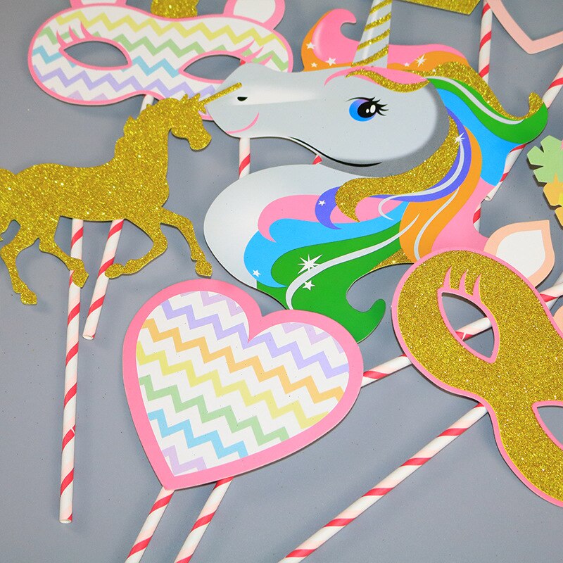 Accessoires de stand Photo licorne arc-en-ciel, décoration de fête d'anniversaire pour enfants, fournitures pour de mariage