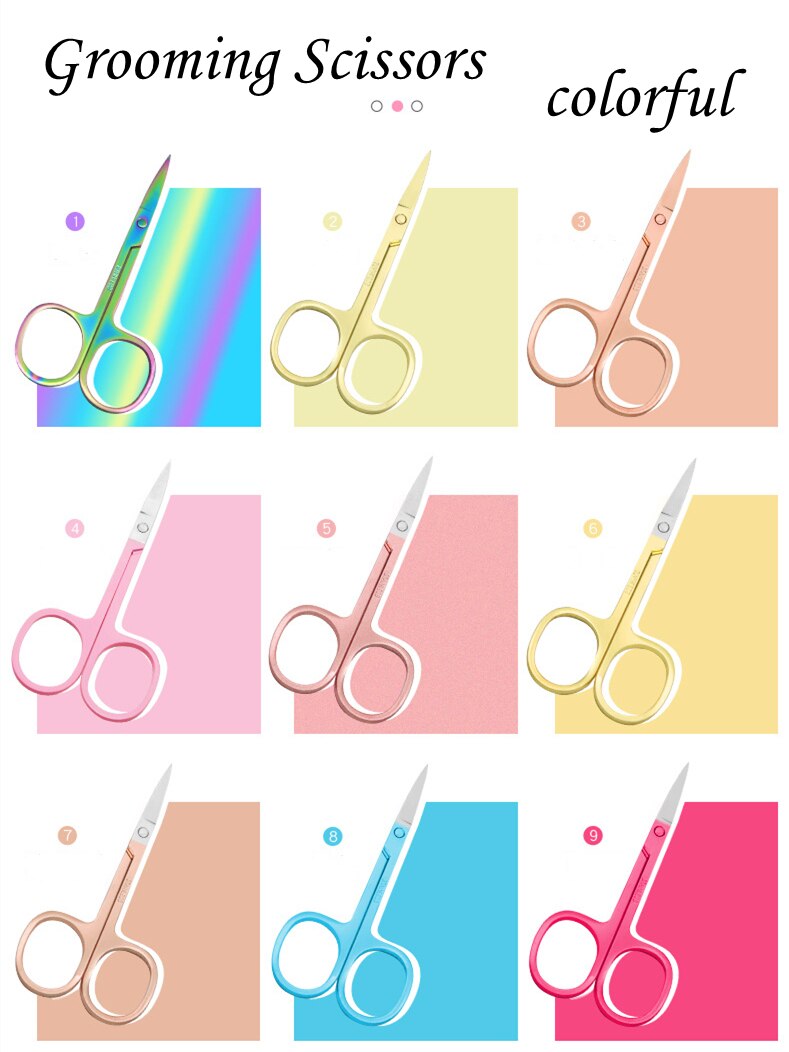 Ciseaux de toilettage pour soins personnels, épilation du visage, nez, oreille, sourcils, en acier inoxydable, pointe Fine et lisse