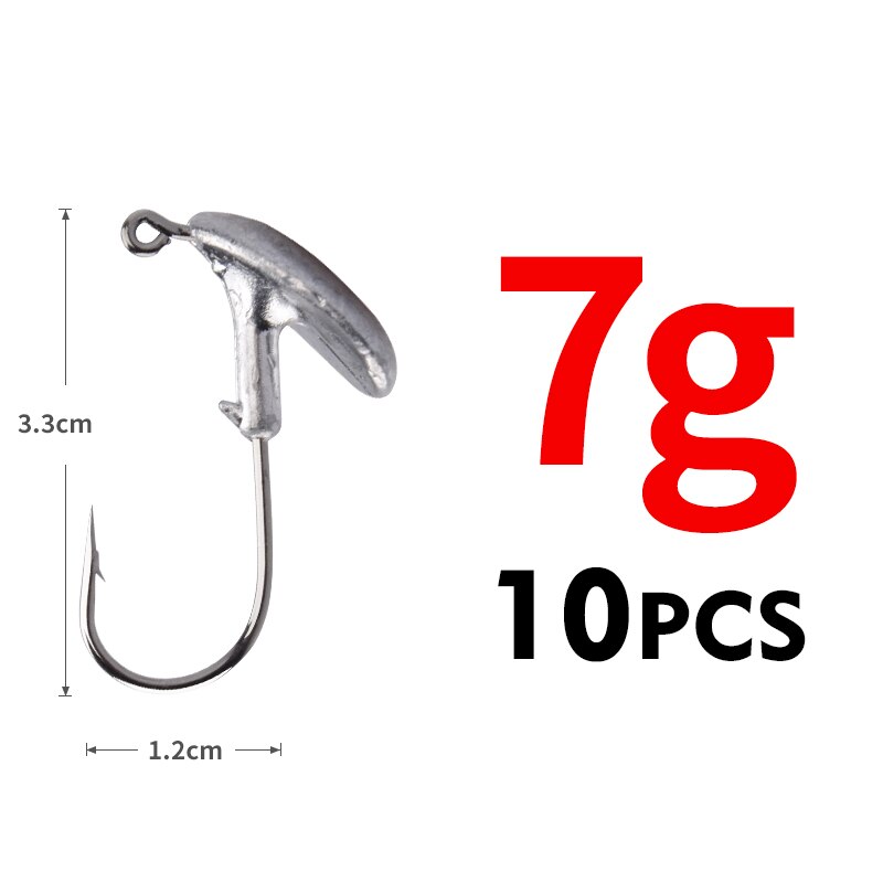 MEREDITH 10 PCS/Lot fente de sang plomb gabarit tête gobelet crochet de pêche 3.5g 5g 7g 10g 14g crochet pour leurre souple en acier au carbone crochet de pêche: 7g-10pcs