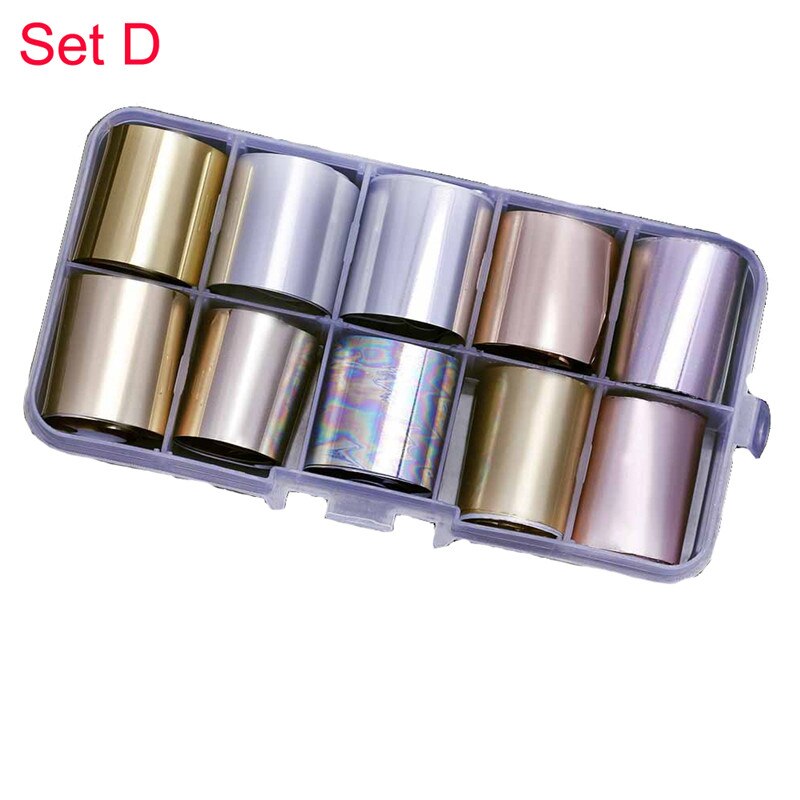 10 rollen/Kasten Transfer Folie Holographische 10 Entwürfe Schieberegler sternenklar Glas Papier Blitz Für Dekoration Nailart Tipps Manikübetreffend Aufkleber #: 4