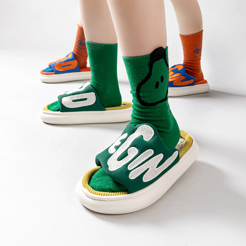 Zapatillas de algodón transpirables para niños y niñas, zapatos divertidos de interior, para el hogar, para primavera
