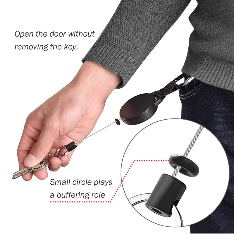 4 Pieces Heavy Duty Retractable Keychain Retractable Badge Holder Reel Clip with 64cm Steel Wire Rope