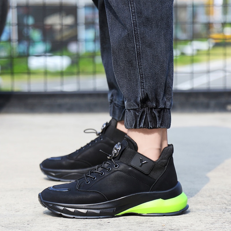 Trend efterår vinter løbesko lædersømme sportssko komfortable mænd sneakers zapatillas atletiske sneakers