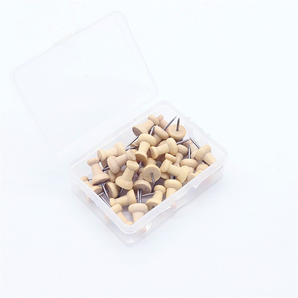 40pcs/box Map Thumbtacks Wood Push Pins Diy Thumb Tacks For Photos Cork Board